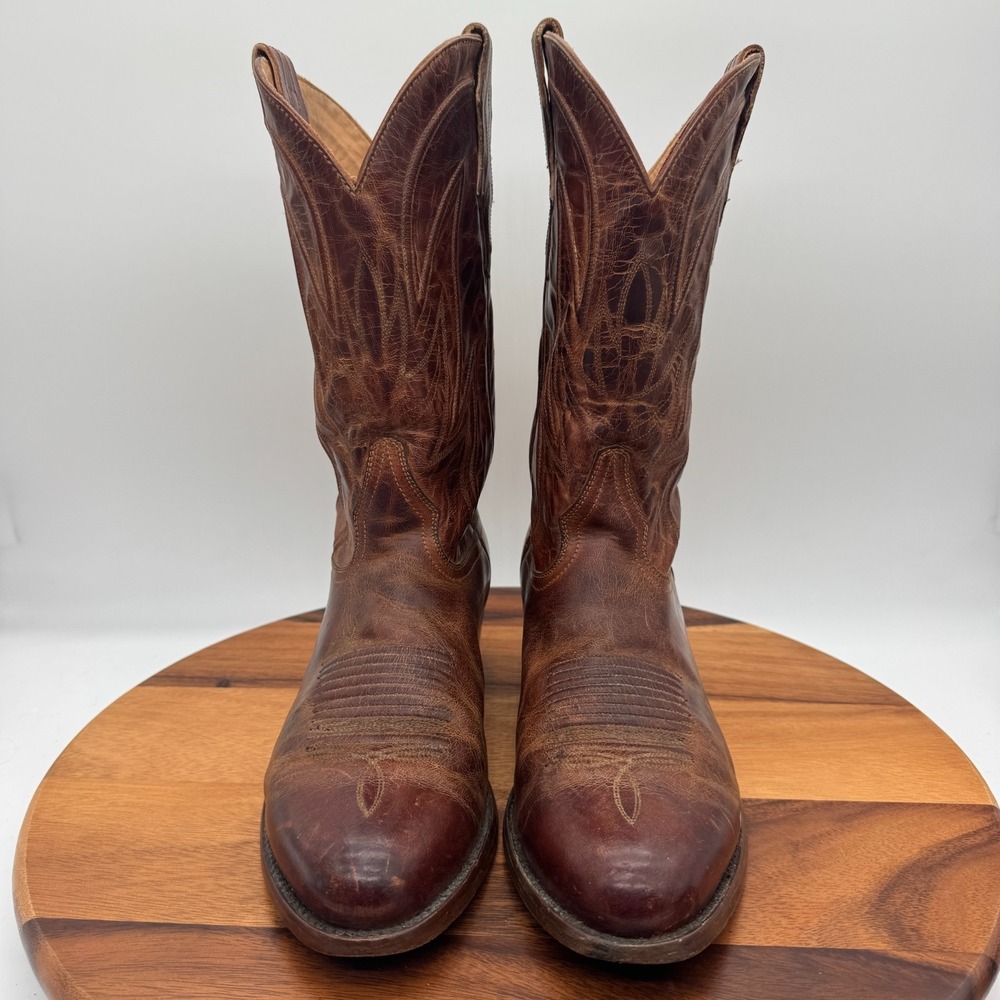 JRC & Sons Colton Mad Dog Boots Mens 9.5 Western Cowboy Brown Goat Leather - Picture 3 of 13